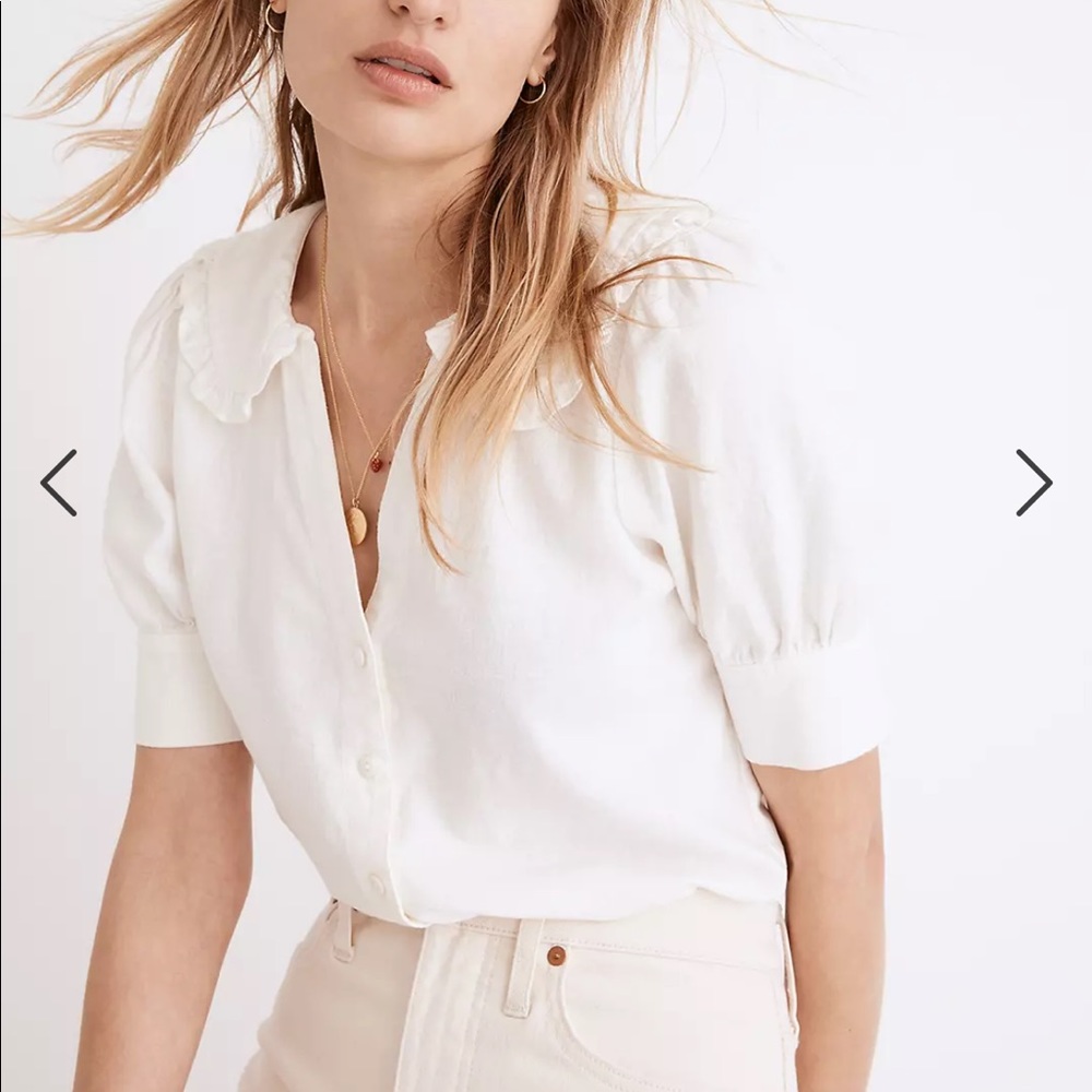 Madewell Linen Blend Peter Pan Collar Shirt